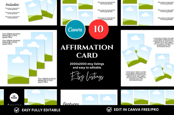 10 Affirmation Card Etsy Mockup