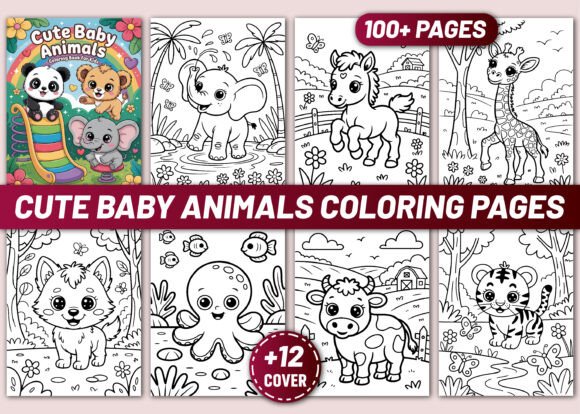 100 CUTE BABY ANIMALS COLORING PAGES