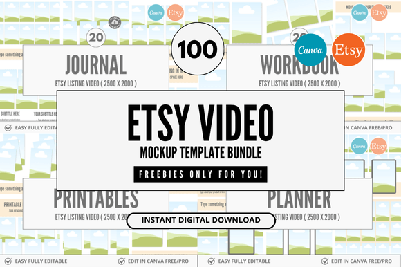 100 Etsy Video Mockup Bundle