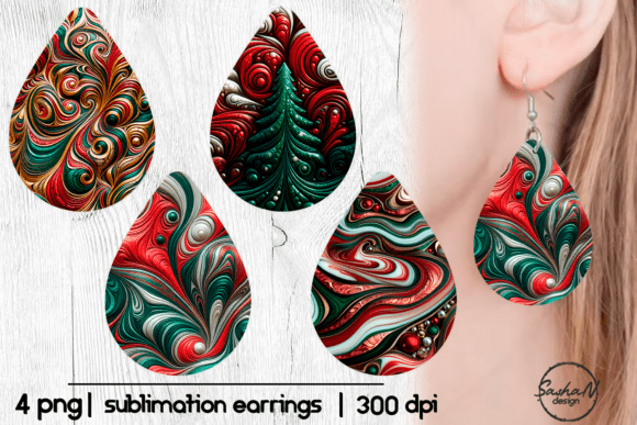 Abstract Christmas Earrings Sublimation