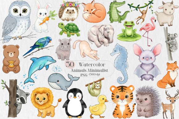 Animals Minimalist Cartoon Sublimation