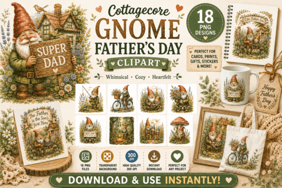 Celebrate Father’s Day with Whimsy and Warmth: The Rise of Cottagecore Gnome Father’s Day Clipart in Modern Creative Practice