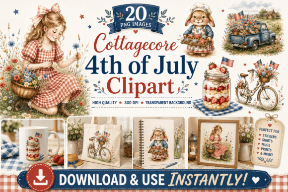 Cottagecore 4th of July Patriotic PNG