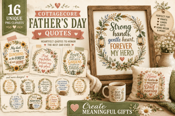 Cottagecore Father’s Day Quotes PNG
