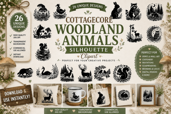 Cottagecore Woodland Animals Silhouette