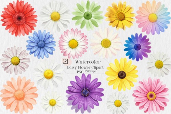 Daisy Flower Watercolor Clipart: Versatile, Ready-to-Use Art for Creators and Businesses