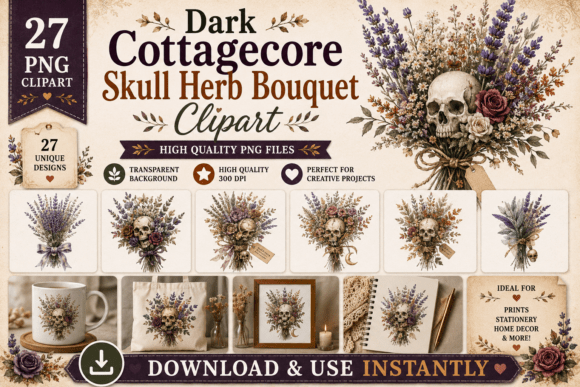 Dark Cottagecore Skull Herb Bouquet: A Thoughtful Look at Its Place in Botanical Gothic Design
