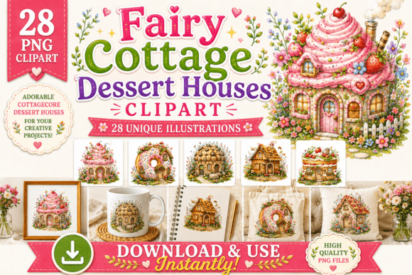 Fairy Cottage Dessert Houses Clipart