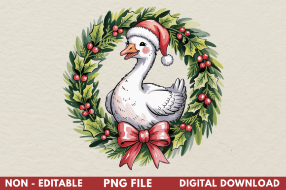 Festive Silly Goose Christmas Clipart