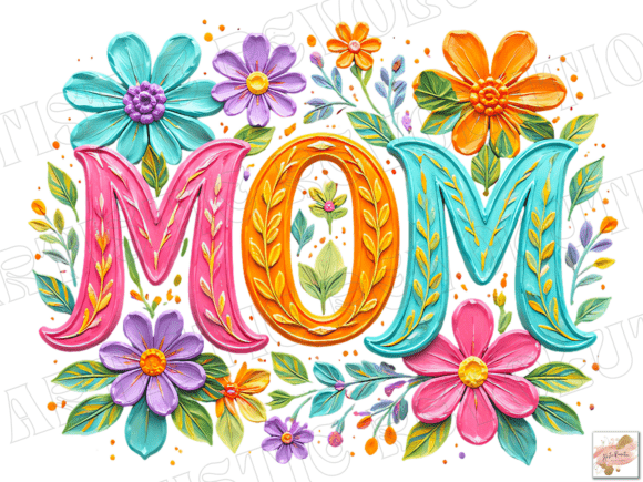 Floral Mom PNG Brushstroke Design