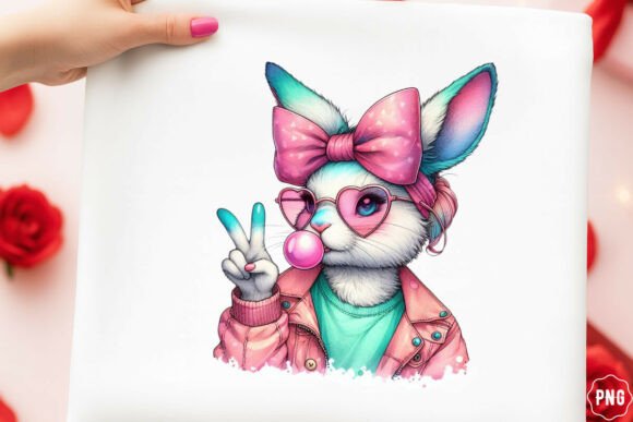 Glitter Easter Bunny Coquette PNG