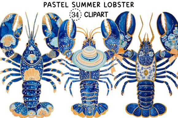 Pastel Summer Lobster Clipart