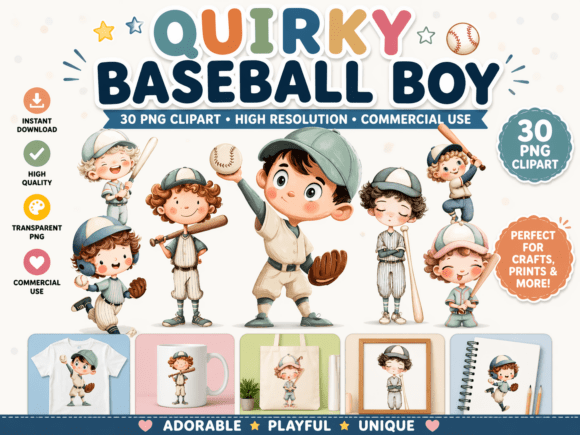 Quirky Baseball Boy Clipart: A Strategic Design Asset for Purpose-Driven Creators