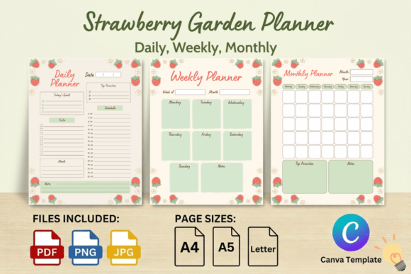 Strawberry Garden Planner Set: Where Nature Meets Daily Clarity