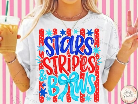 Striped 4th of July PNG Girly Patriotic