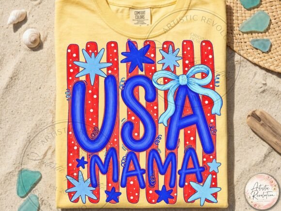 Striped USA Mama PNG 4th of July PNG: A Versatile Digital Asset for Patriotic Design Projects