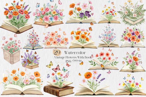 Vintage Flowers with Book Sublimation: Timeless Design Meets Creative Freedom