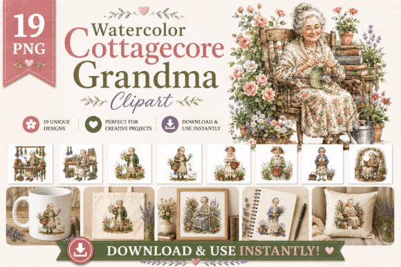 Watercolor Cottagecore Grandma Clipart: Warmth, Whimsy, and Timeless Creative Magic