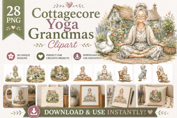 Watercolor Cottagecore Yoga Grandma: Calm, Character, and Creative Confidence