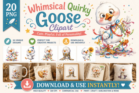 Whimsical Quirky Goose Clipart: Where Playful Personality Meets Practical Design