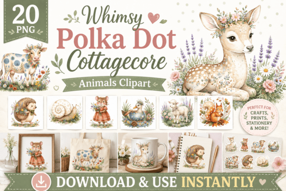 Whimsy Polka Dot Cottagecore Animals